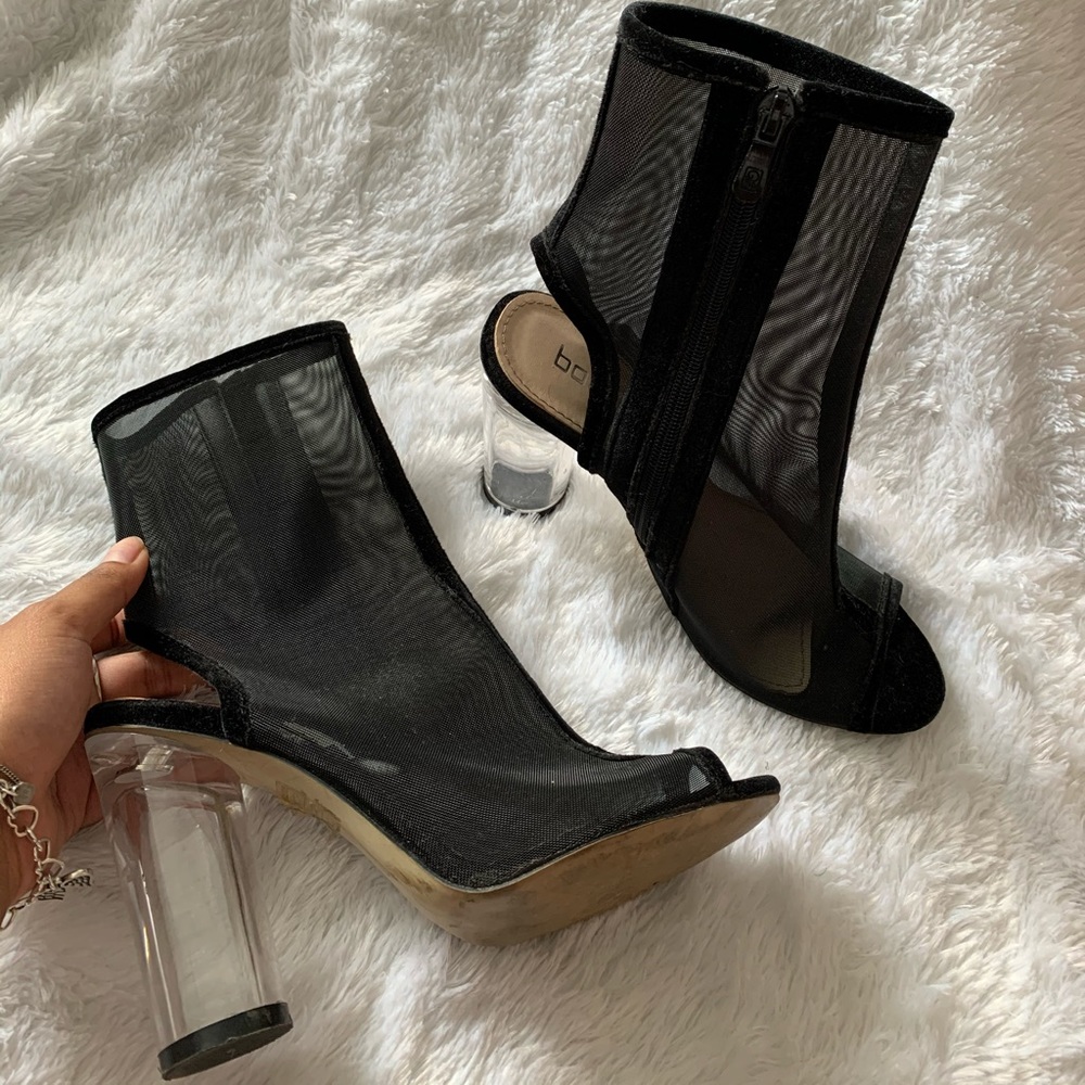 Black Mesh Ankle Booties